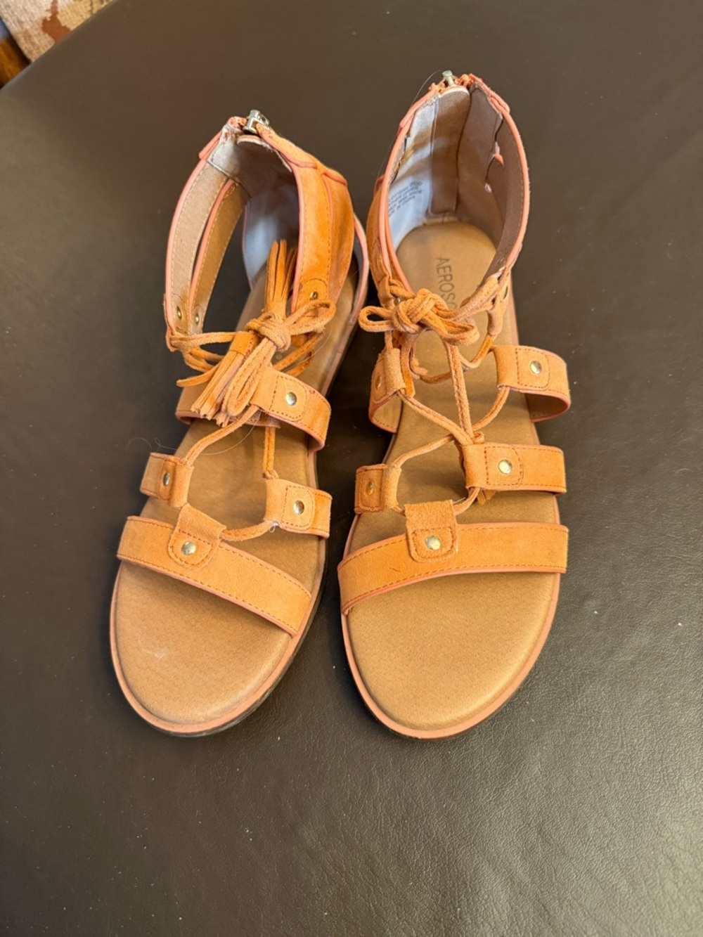 Aerosoles Women's Orange Suede Lace-Up Gladiator Sandals